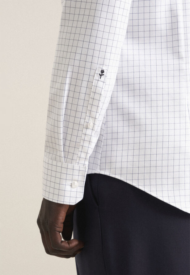 Seidensticker Business Shirt Slim Long sleeve Kent-Collar Check Blue