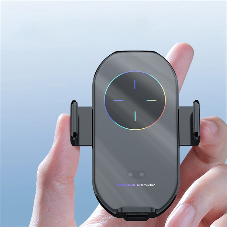 (10W) Qi Wireless Auto KFZ Smartphone Halterung Ladegerät für Lüftungsgitter mit Automatik Verriegelung - Schwarz