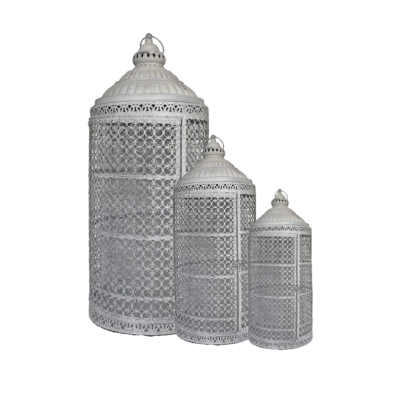 Ensemble 3 lanternes blanches 30x30x71cm