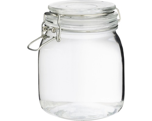 Glazen pot met draadbeugel en afsluitring 1000 ml