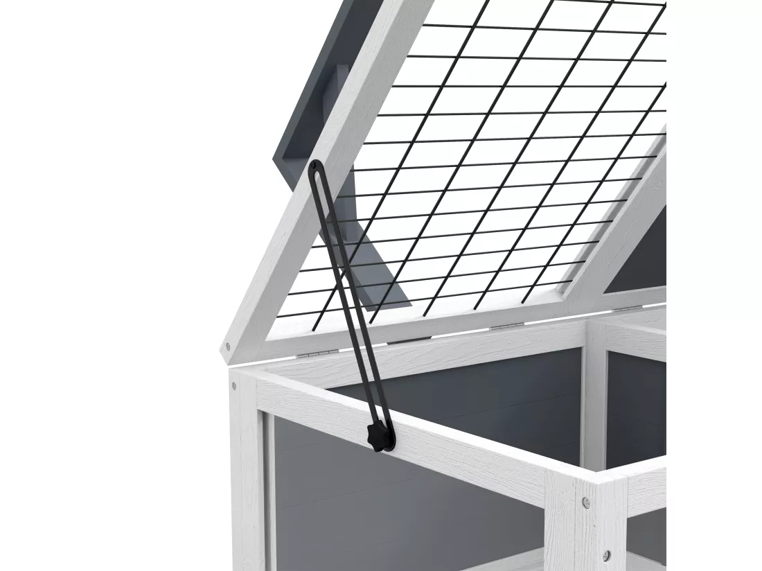 Maison enclos cage pour petit animal tortue avec 2 espaces bois gris
