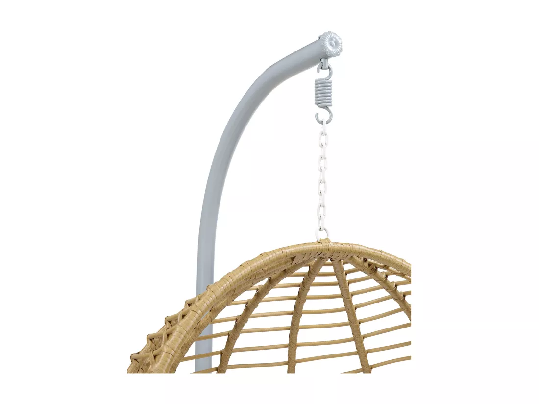 Fauteuil suspendu en résine tressée - Naturel clair avec coussin blanc - BONTOC de MYLIA