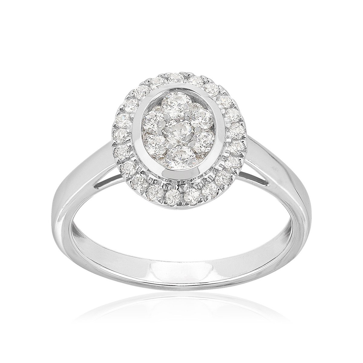 Bague or 750 blanc diamants synthétiques 0.50 carat