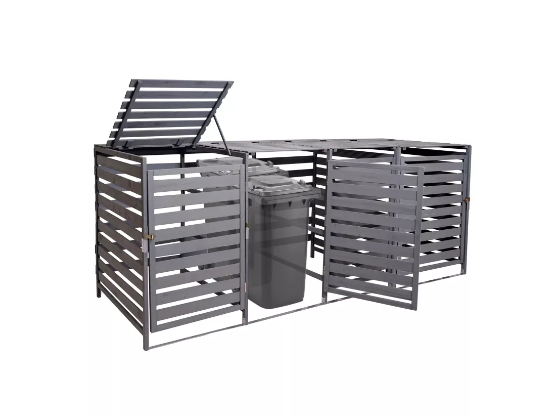 Cache-poubelle MCW-H62 pour 4/8 poubelles, gris clair