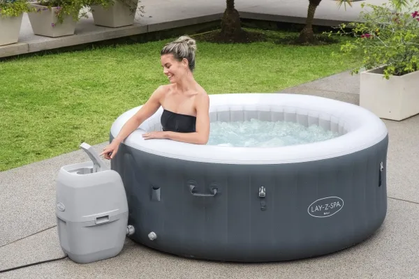 Bestway 60009, 669 L, 4 person(er), Rund, Boble/Jet massage, Acrylonitrilbutadienstyren, PVC, Grå, Hvid