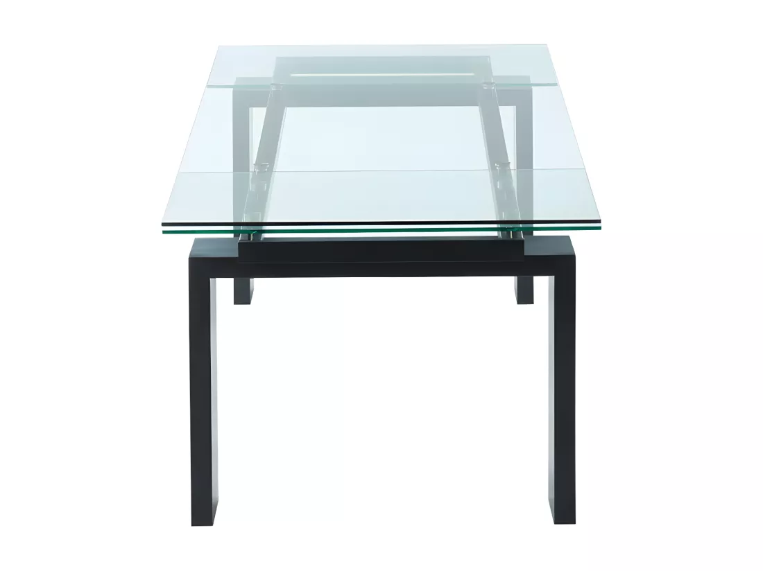 Table à manger extensible LUBANA - Verre trempé & métal - Noir - 8 à 10 personnes