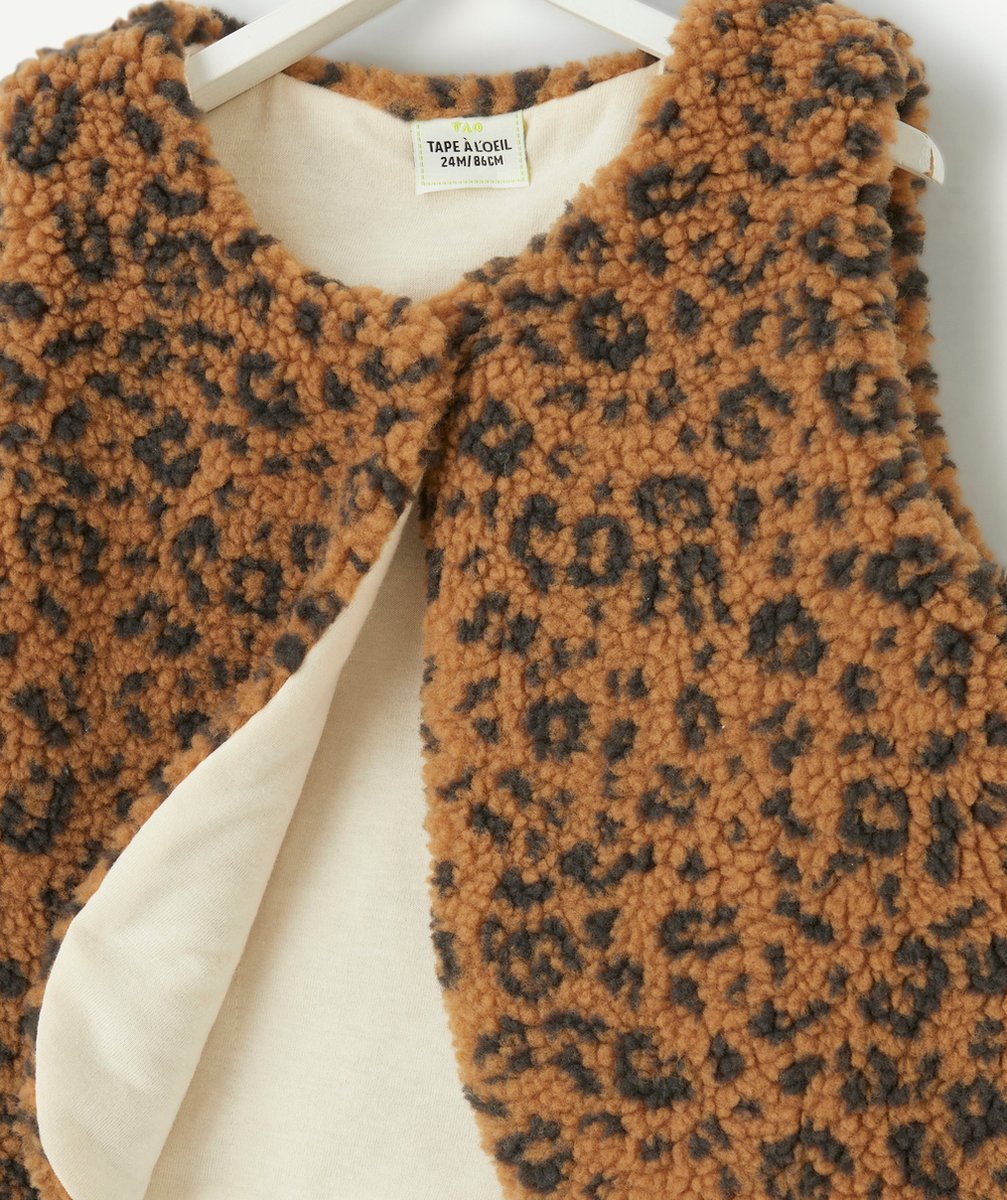 GILET SANS MANCHES BÉBÉ FILLE EN REMBOURRAGE RECYCLÉ LÉOPARD
