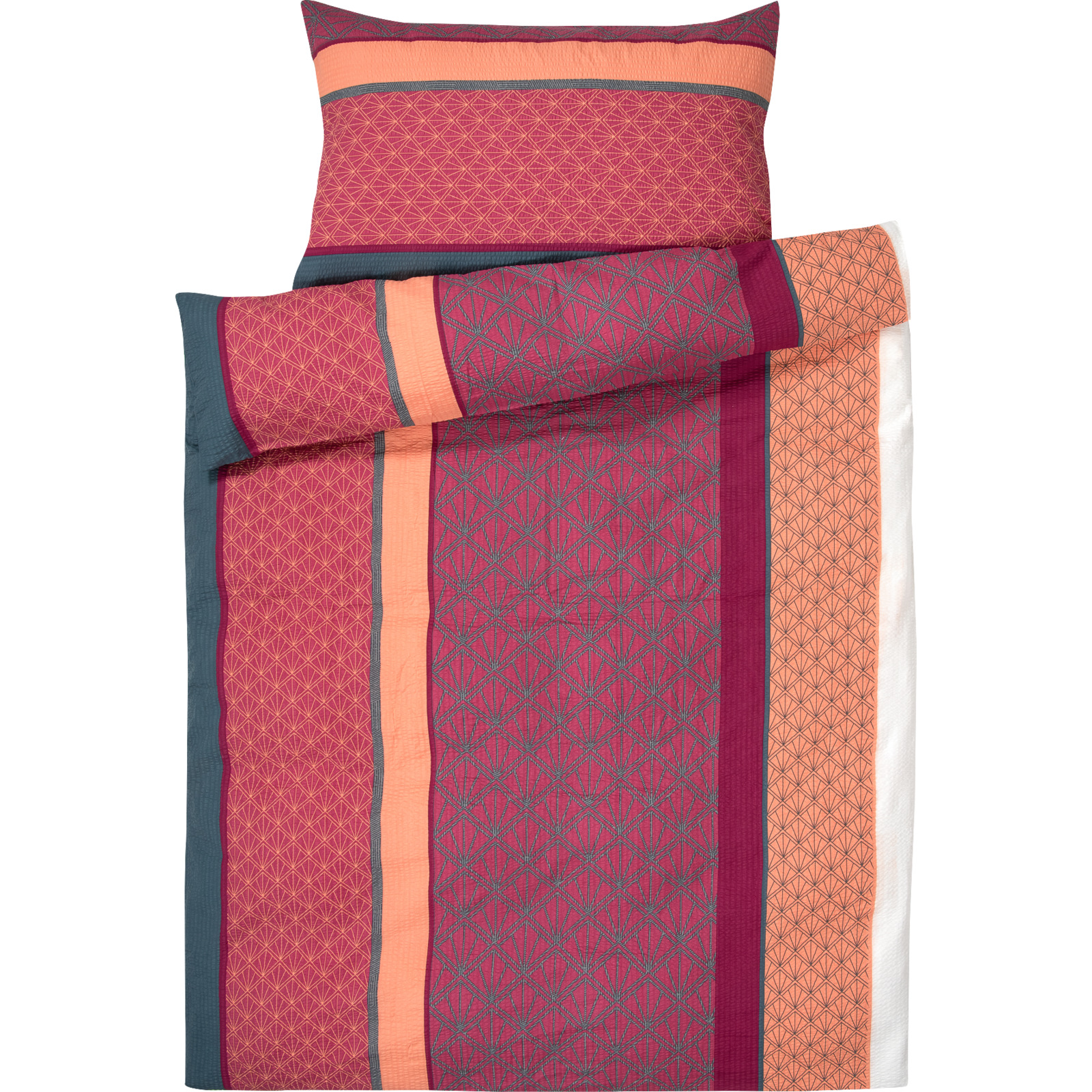 Bettwäsche Seersucker mit rotem Muster 200x210 2x65x65 Bettanzug Fra