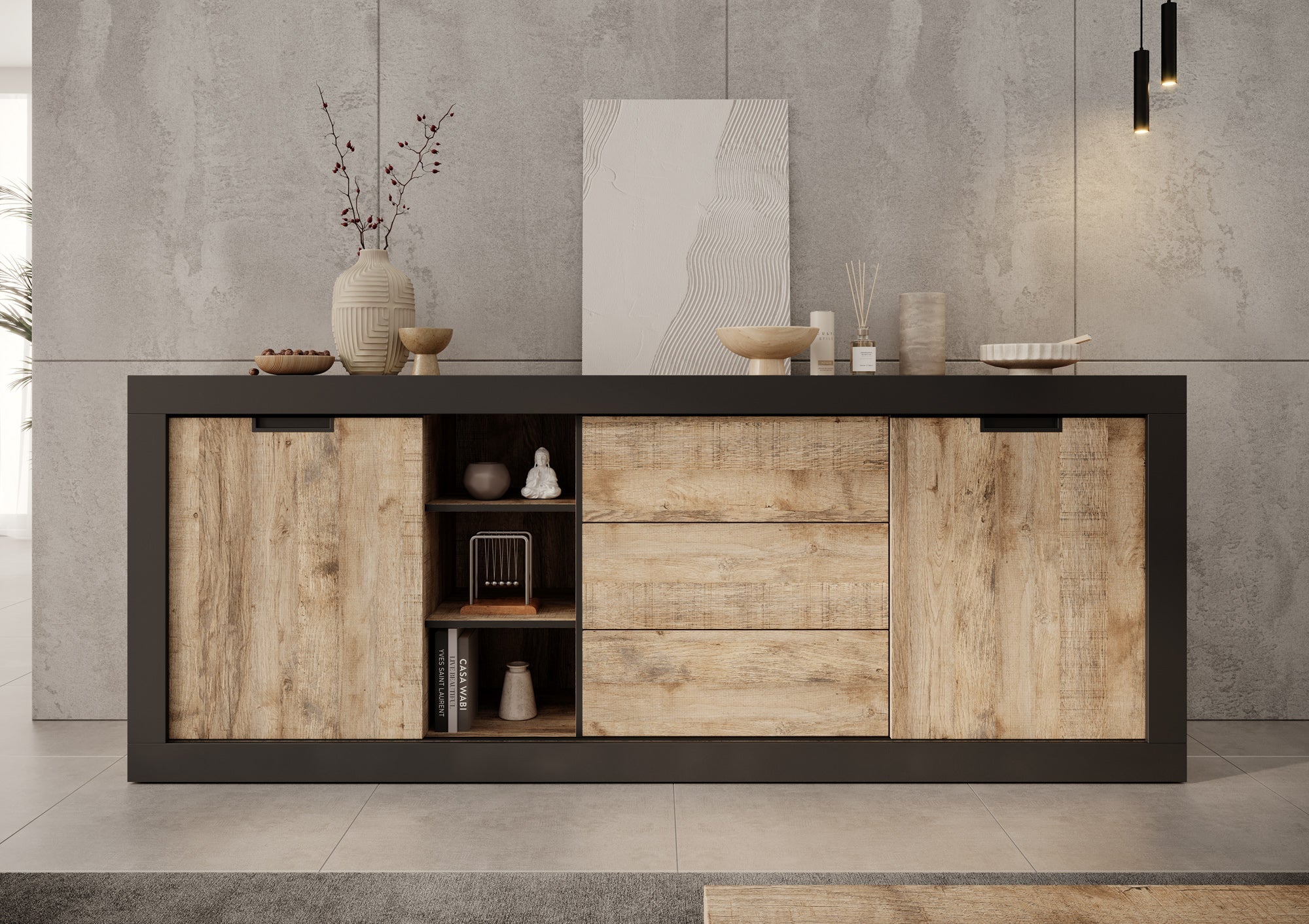 Meubella - Dressoir Trinidad - Eiken - 220 cm