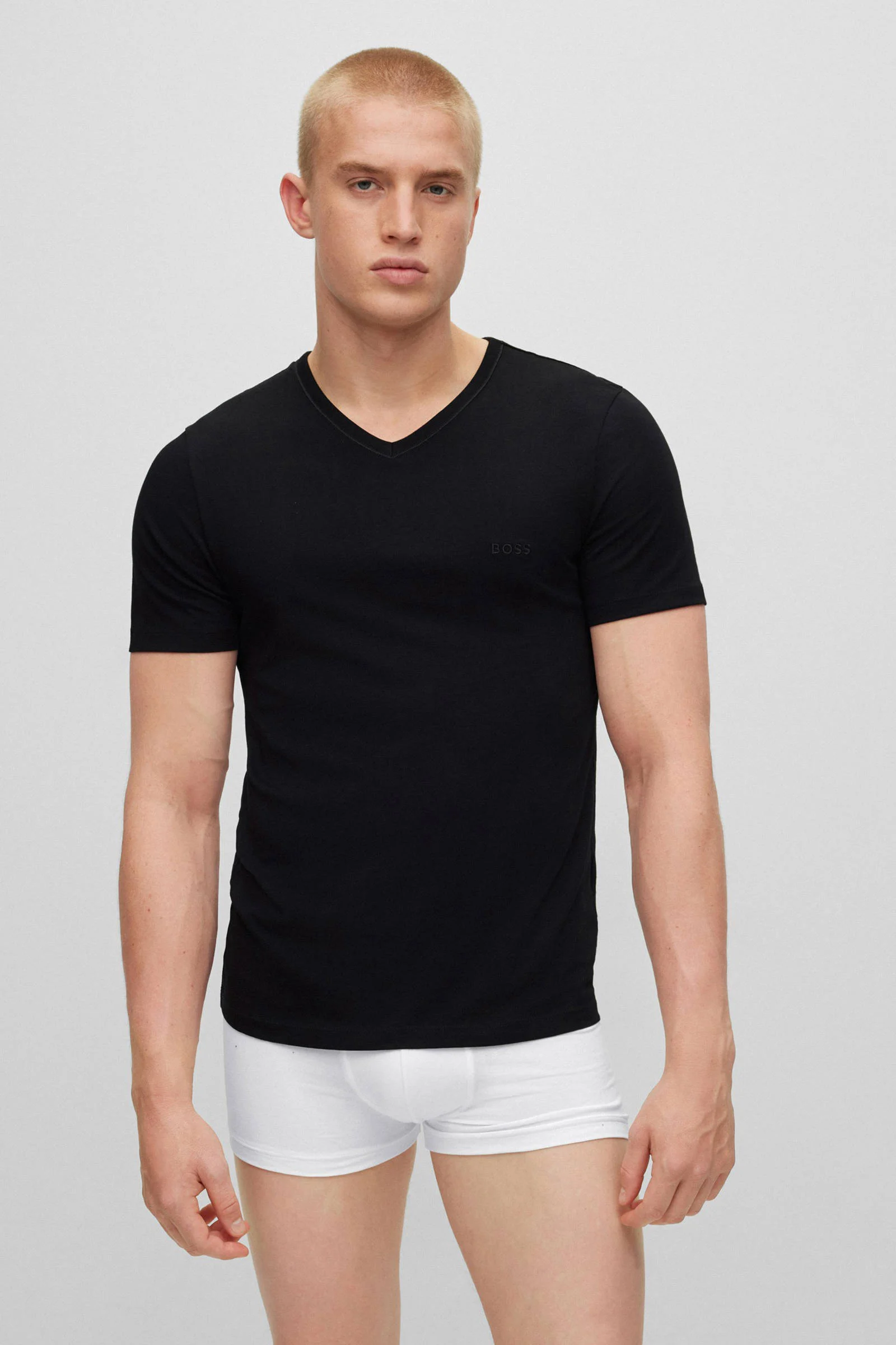 BOSS ondershirt (set van 3) zwart