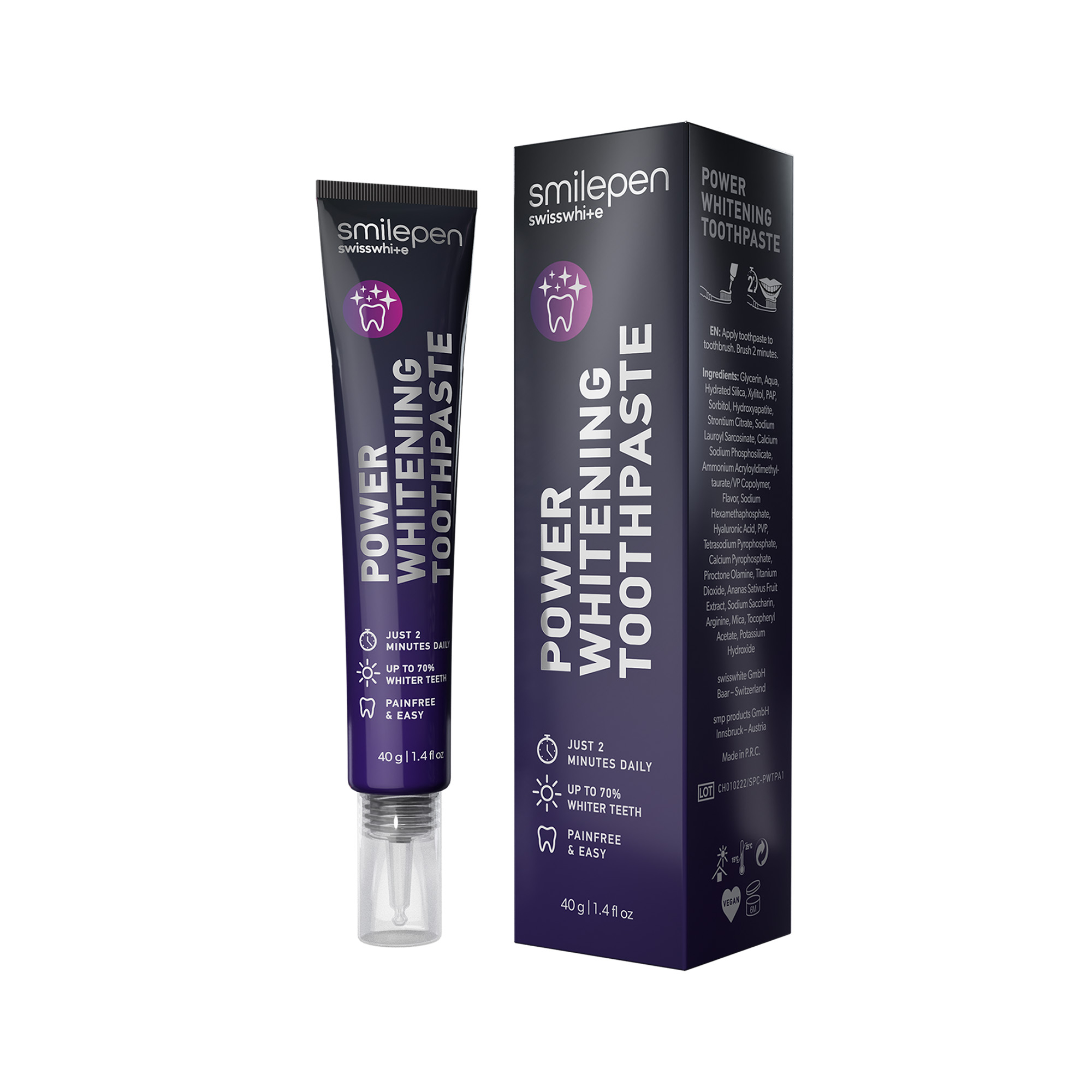 Zahnbleaching Power Whitening Toothpaste Zahnpasta zur Zahnaufhellung (SPCPWT) - Lila