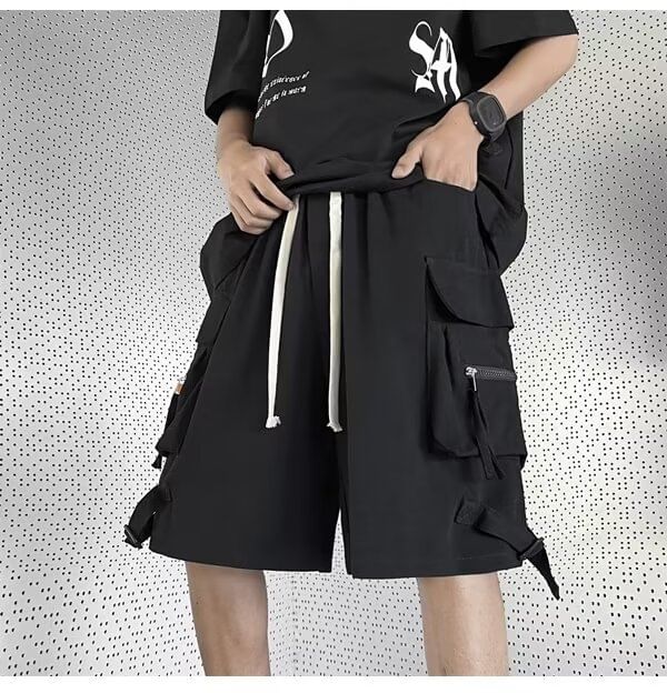 Craltuxe - Effen cargoshorts met trekkoordtaille