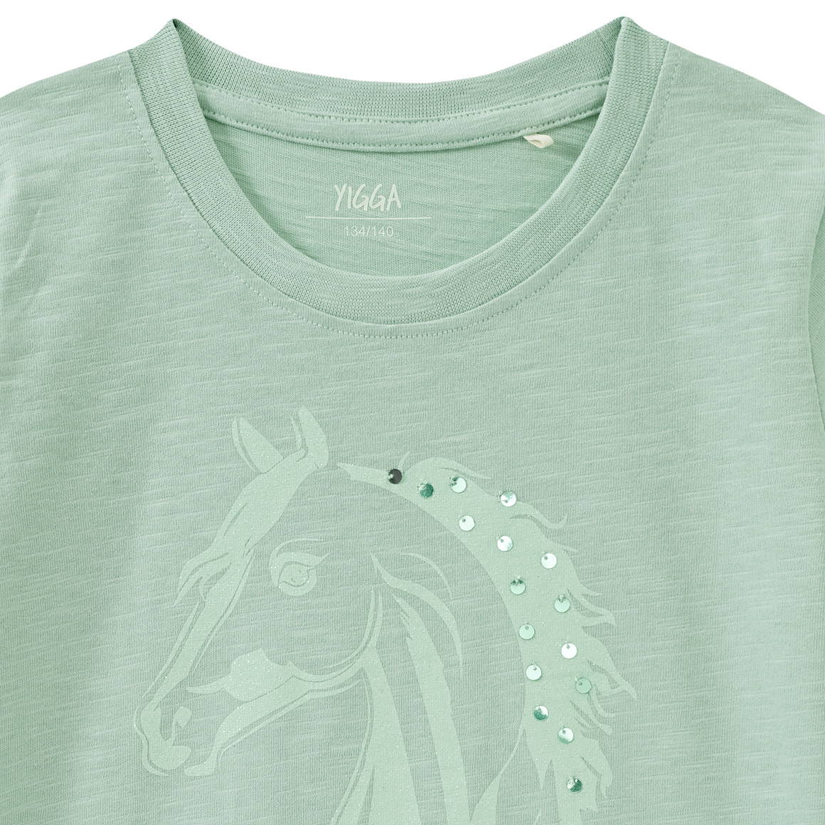 Yigga Mädchen T-Shirt mit Pferde-Motiv hellgrün