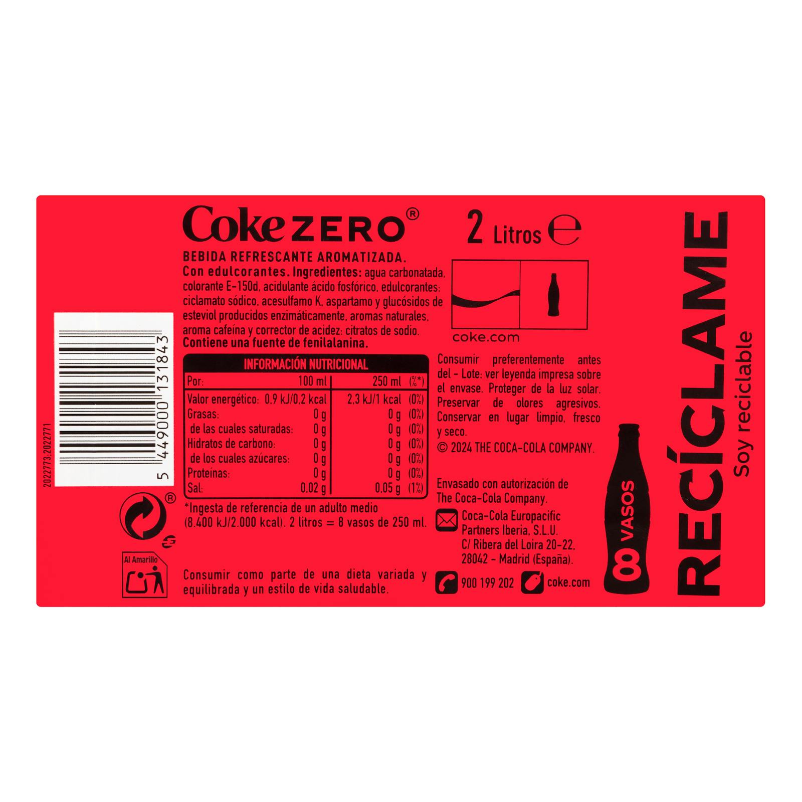 Boisson gazeuse Coca-Cola sans sucre