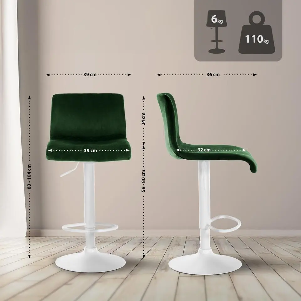 CLP Barkruk Hover Fluweel - groen