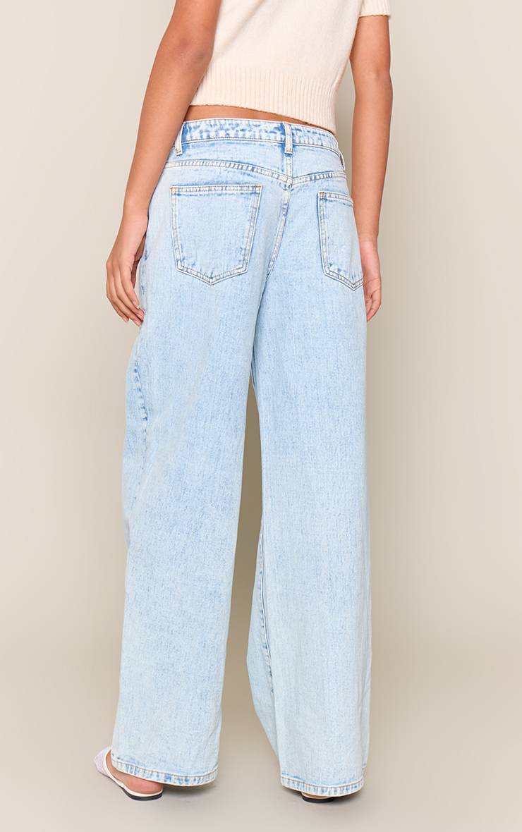 Bleu Glacé Jean Taille Basse Coupe Large