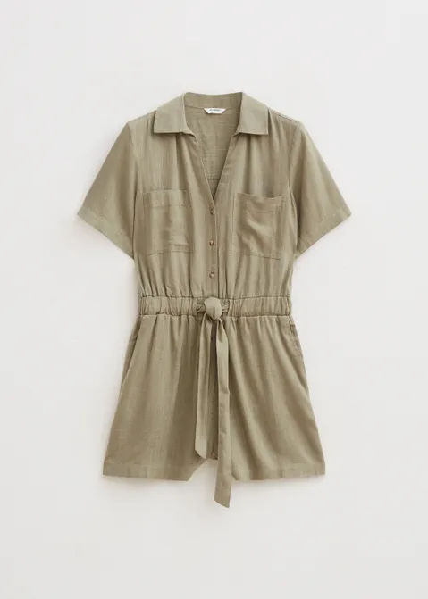 Linnen mix playsuit groen (GRN.O)