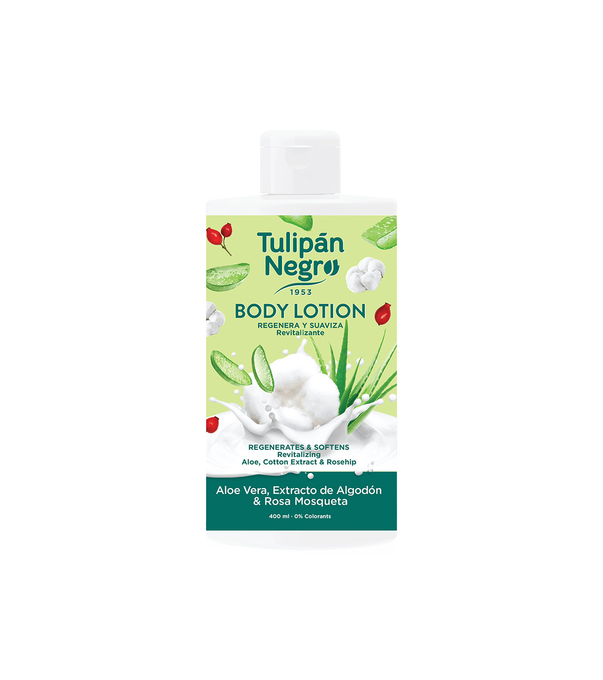 Tulipán Negro - Loção Corporal - Aloe Vera, Extrato de Algodão e Rosa Mosqueta