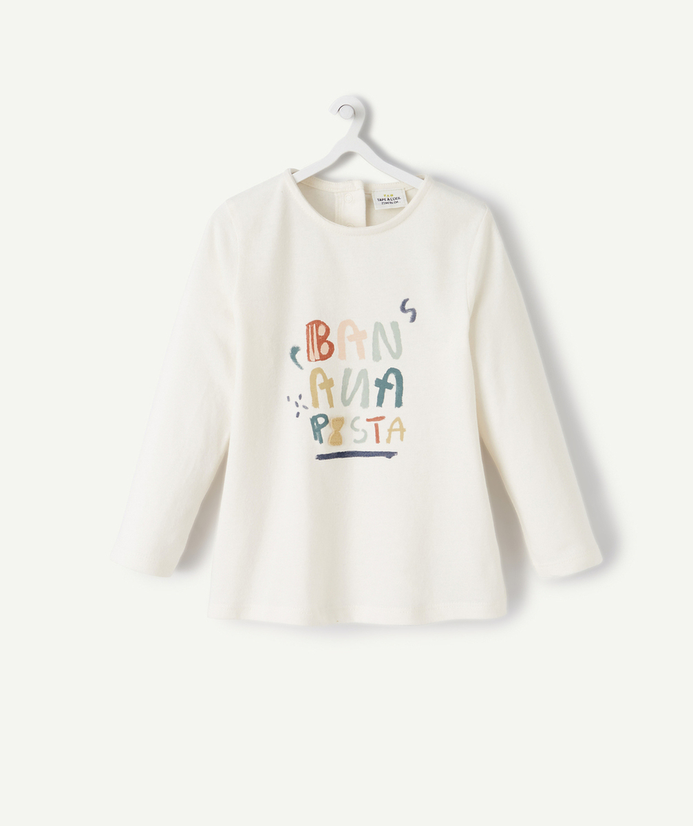 T-SHIRT EN COTON BIOLOGIQUE BLANC PASTA BÉBÉ FILLE