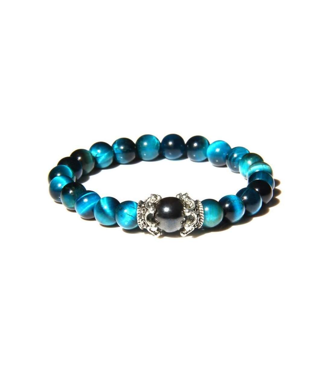 Bracelet force tigre bleu et hematite