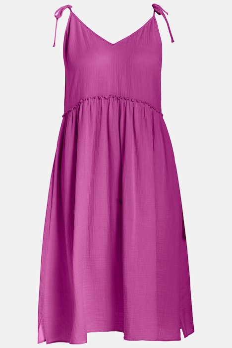 Midikleid, Cold dyed, A-Linie, V-Ausschnitt, ärmellos