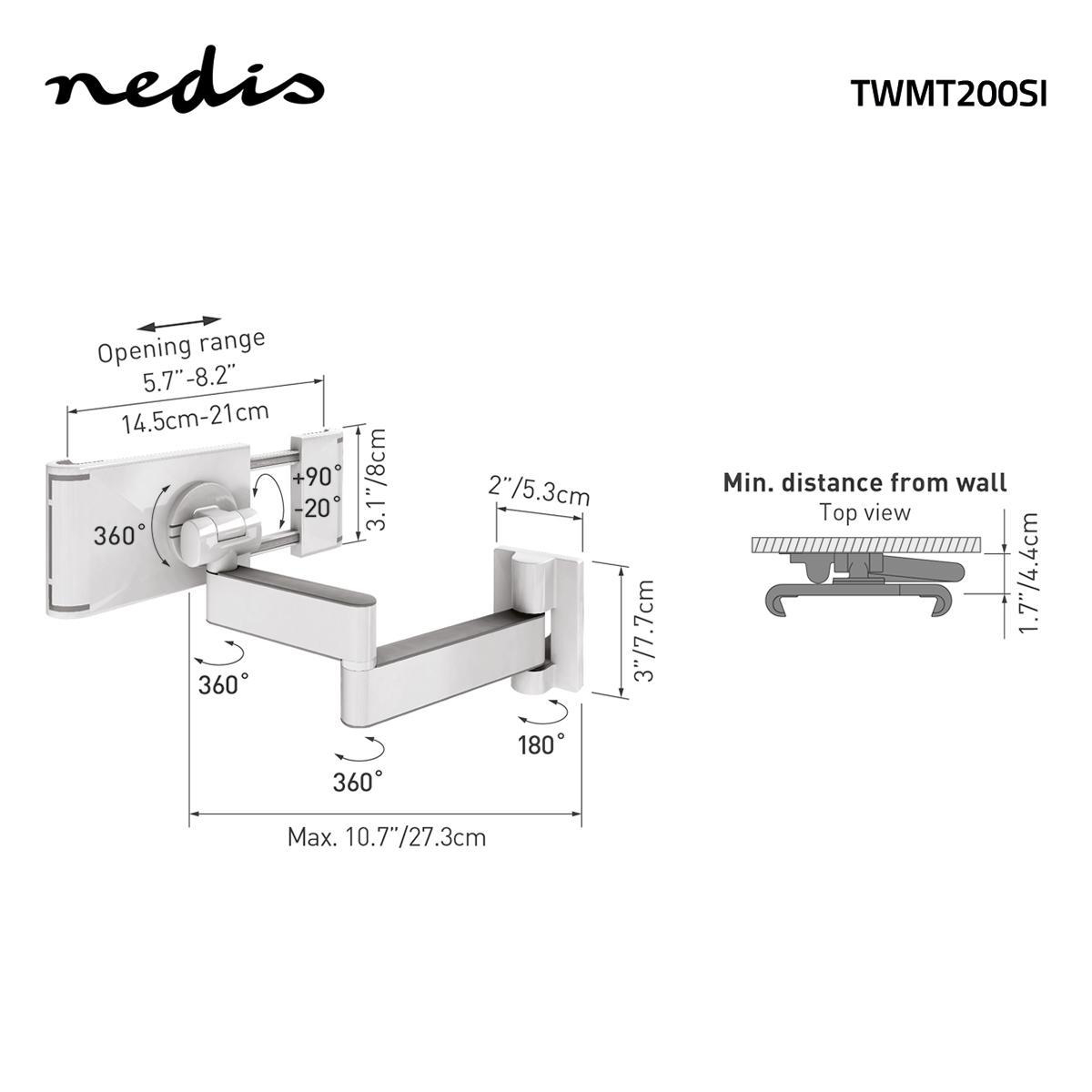 Nedis TWMT200SI tablethouder - White