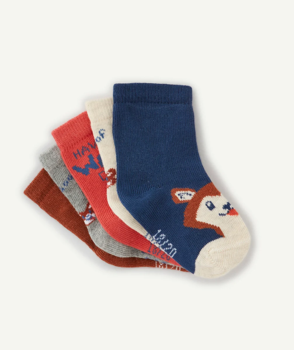 LOT DE 5 CHAUSSETTES BÉBÉ GARÇON THÈME CHIEN