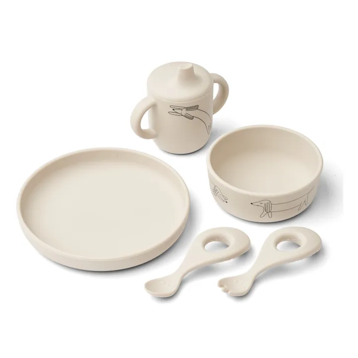 Liewood Set vaisselle en silicone Ryle | Dog/Sandy