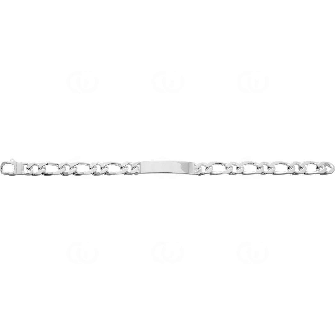 Gravurarmband Figaro 1+1 4-seitig 925 Silber rhodiniert 8.0mm