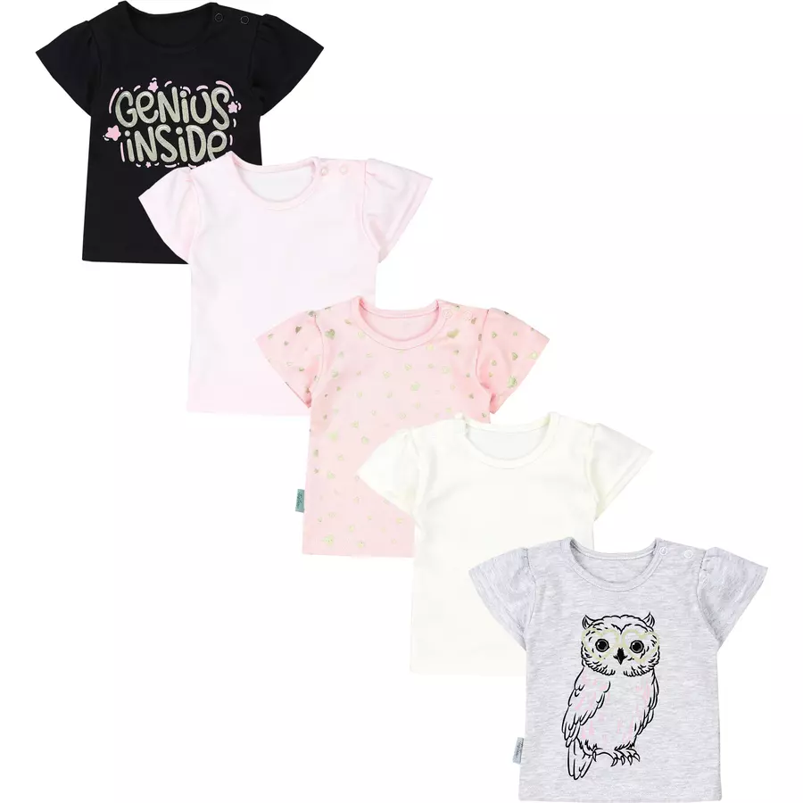 TupTam Baby Mädchen Kurzarm T-Shirt 5er Set graurosa