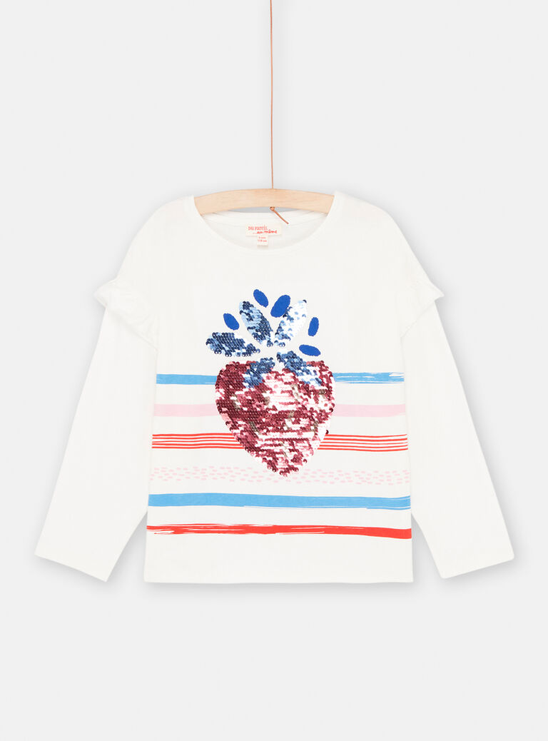 T-shirt écru à sequins réversibles fille