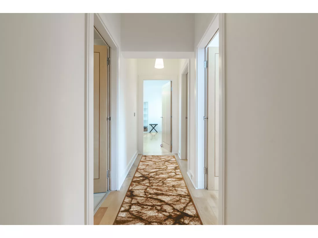 TAPIS DE COULOIR BCF MORAD Marmur Marbre beige / or gris 60x1200 cm