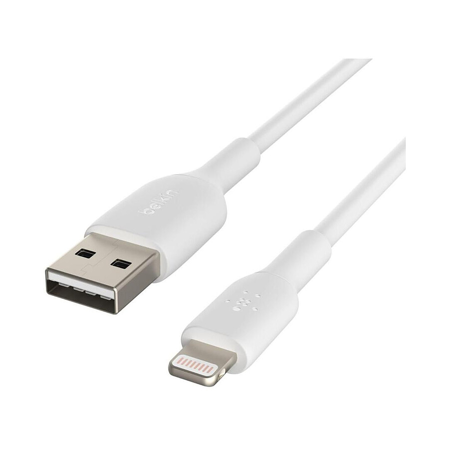Câble USB-A vers Lightning MFI (blanc) - 1 m