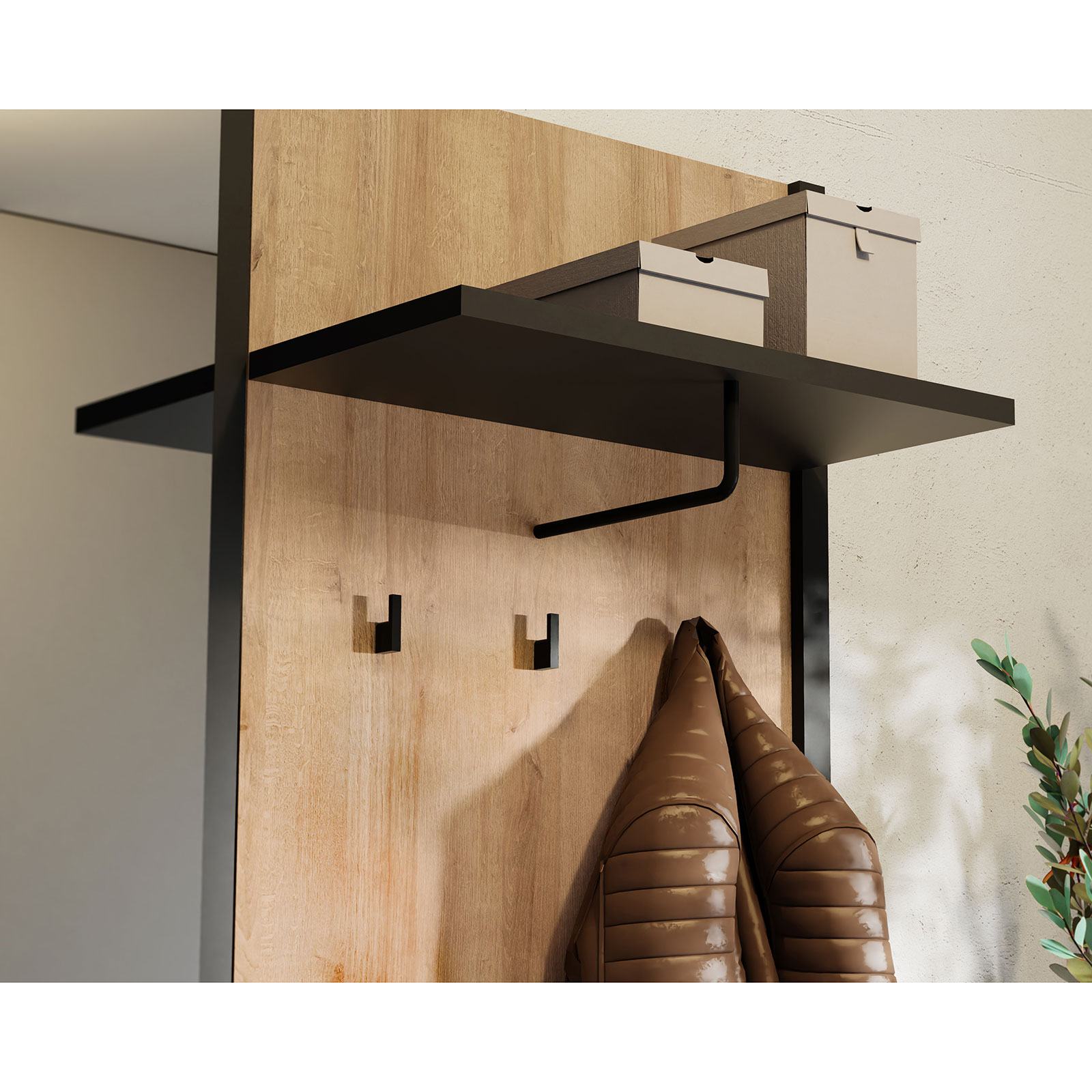 Garderoben-Set - Riviera Eiche - schwarz - 144,5 cm breit