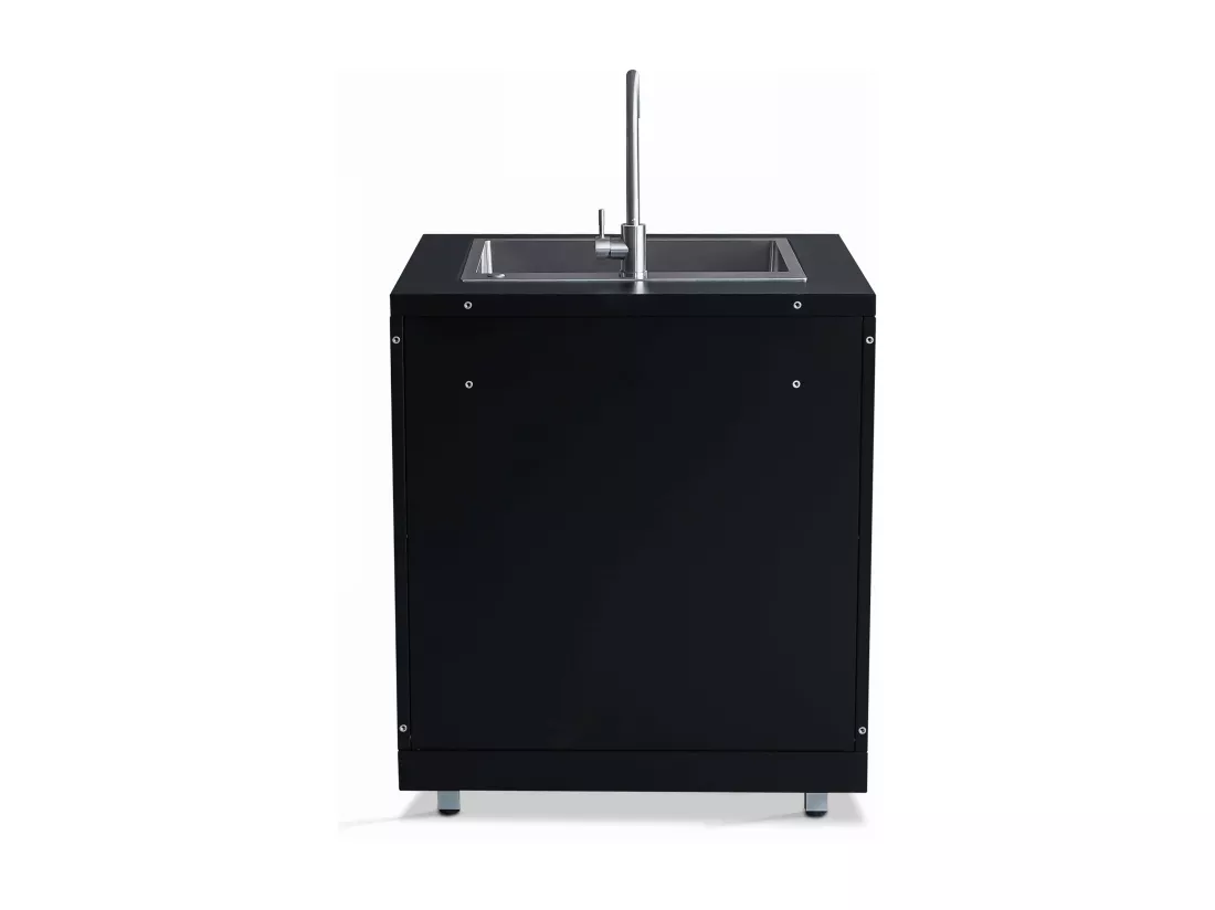 Meuble évier 2 portes pour cuisine extérieure noir