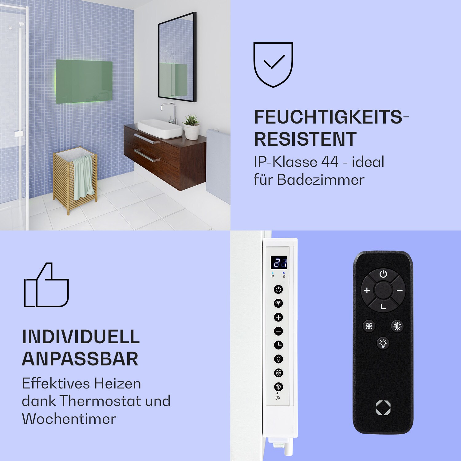 Mojave 750 smart 2-in-1 Heizgerät Infrarot Konvektor 85x60cm 750W RGB-Licht