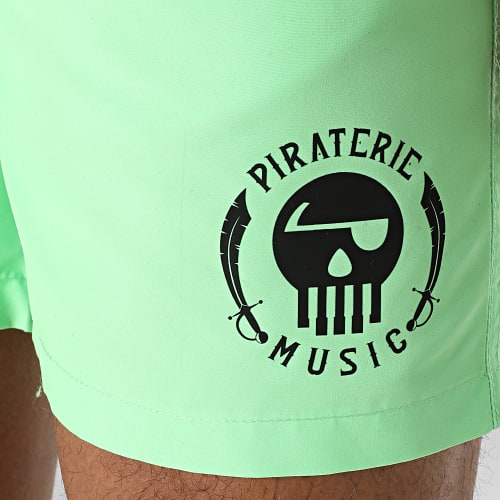 Short De Bain Logo 2 Vert Fluo Noir