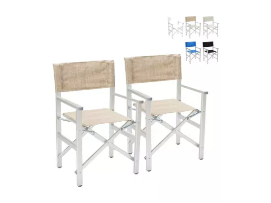 Lot de 2 chaises pliante portable aluminium plage jardin camping KALOT