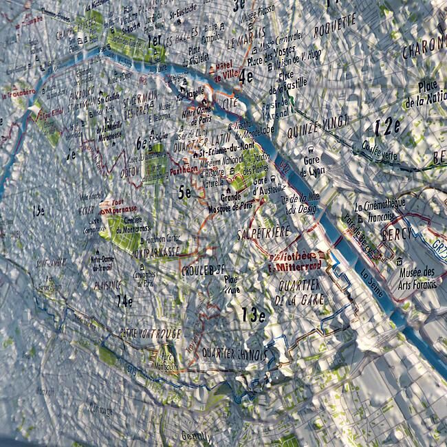 3D MAP - RELIEF PARIS 61X41
