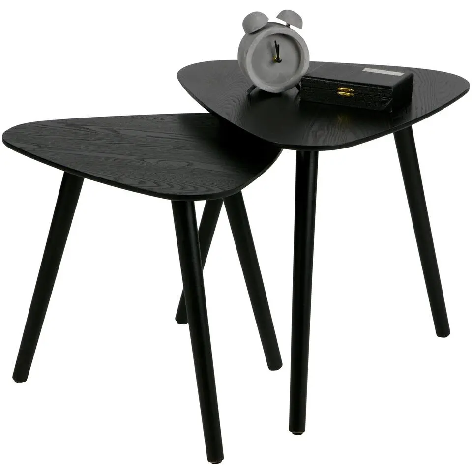 WOOOD Nila Bijzettafels - Hout - Zwart - Set van 2
