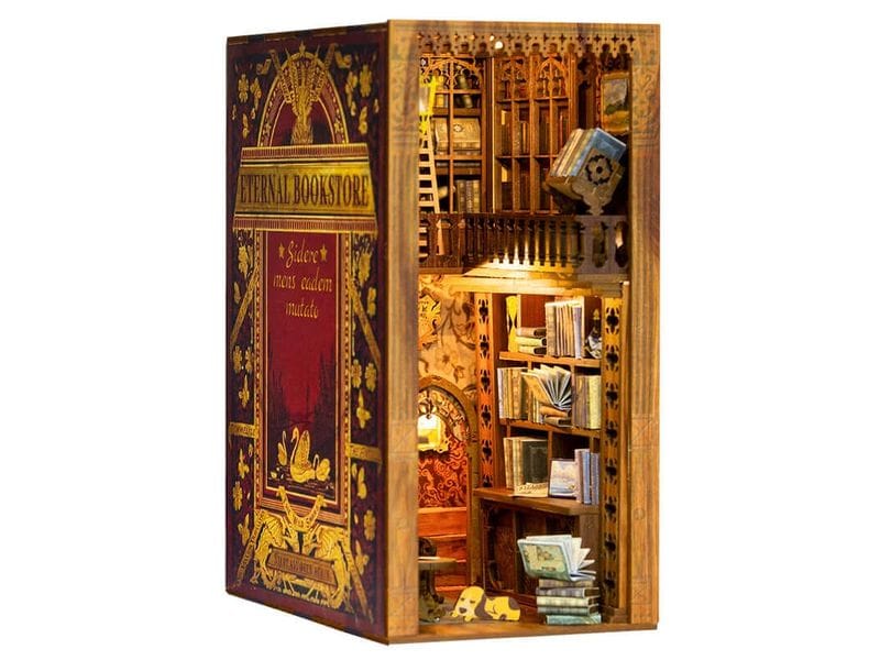 Cutebee Bausatz Eternal Bookstore 3D-Modell aus lasergeschnittenen Holzteilen