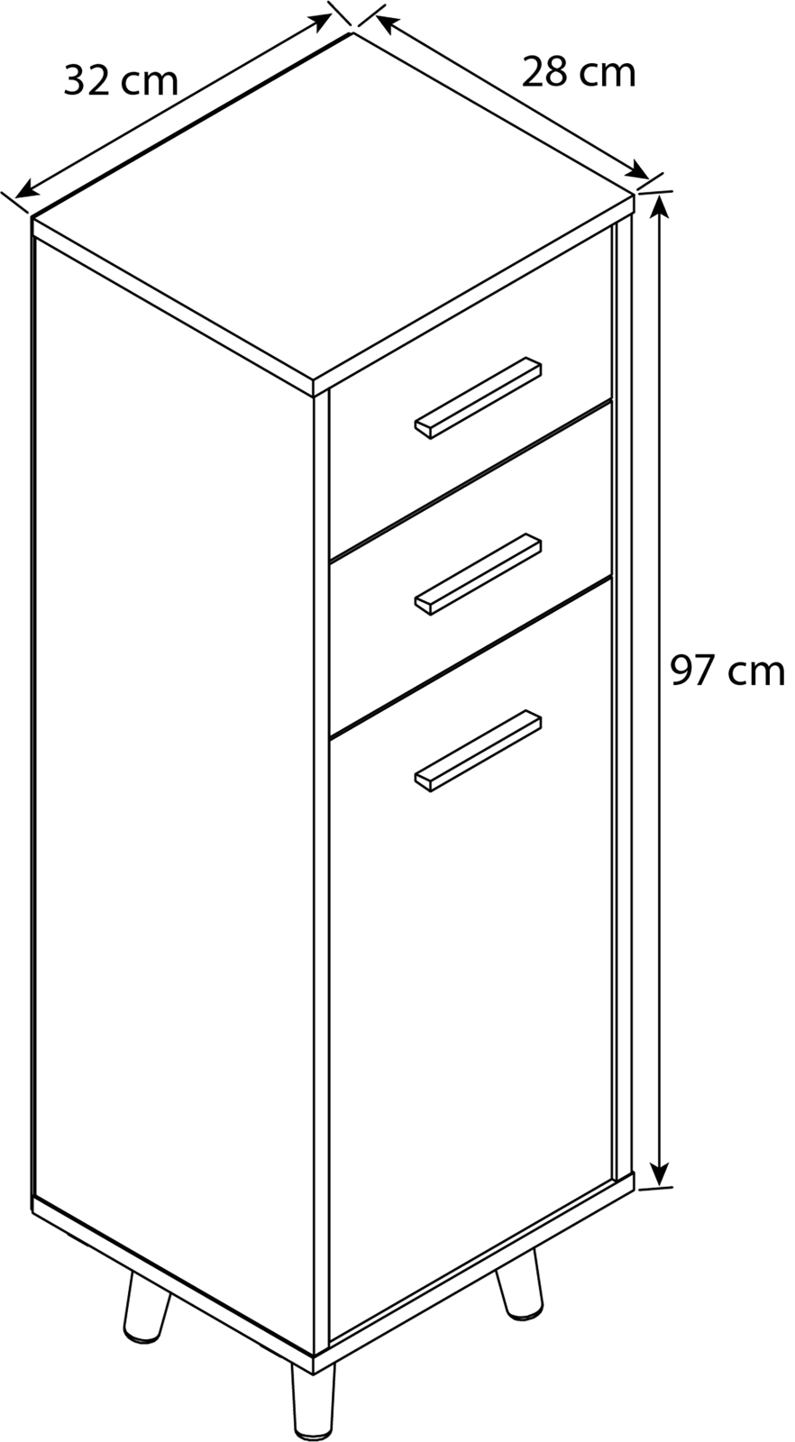 Midischrank LANDOS - weiß-Honig Eiche - 97 cm hoch