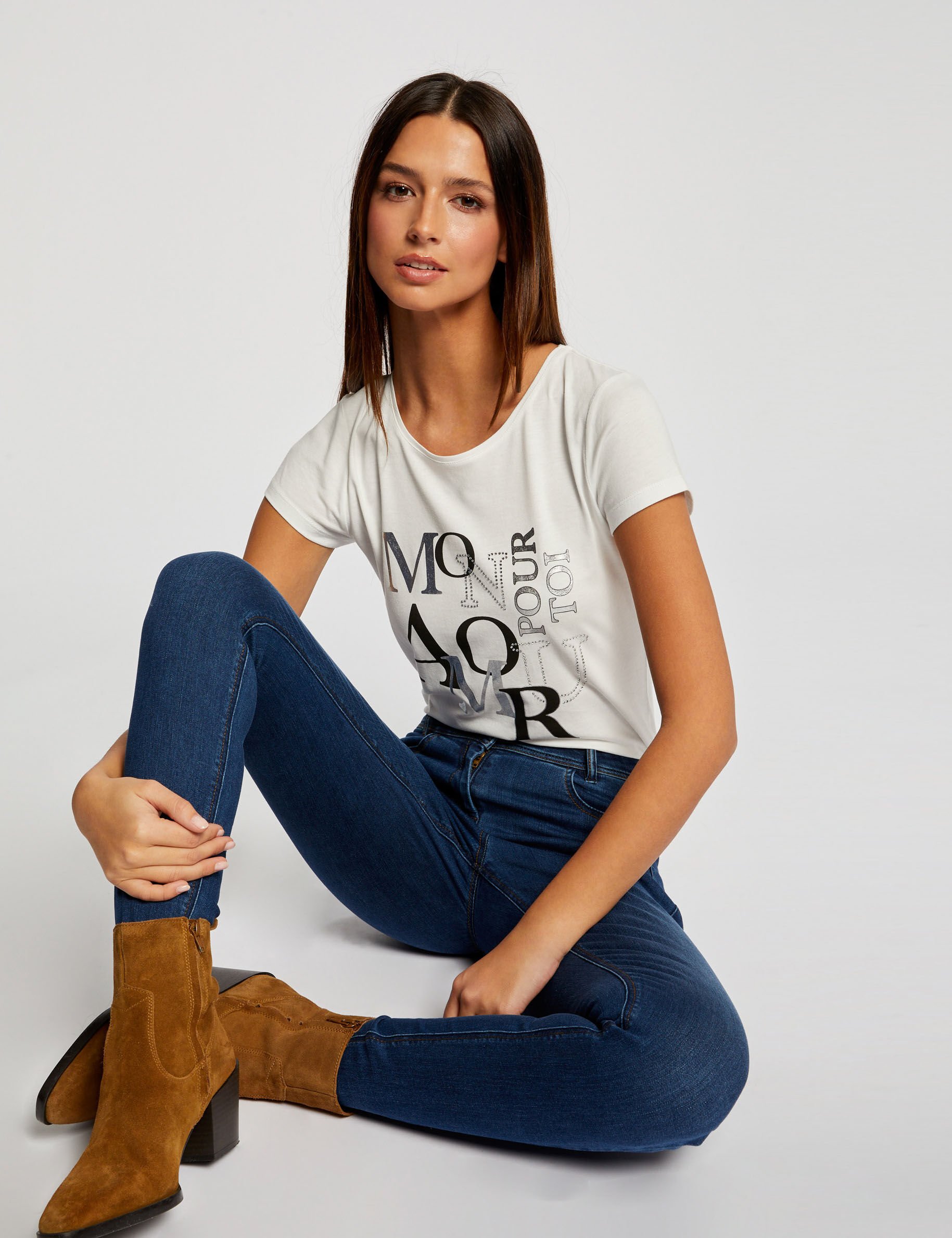 T-shirt manches courtes ecru femme - ecru
