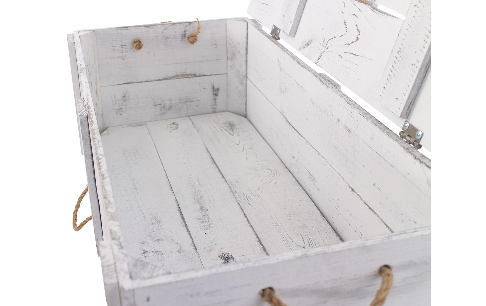 Truhe Vintage Shabby Weiss, 85 x 40 cm<br>Holztruhe mit 2 Schubladen