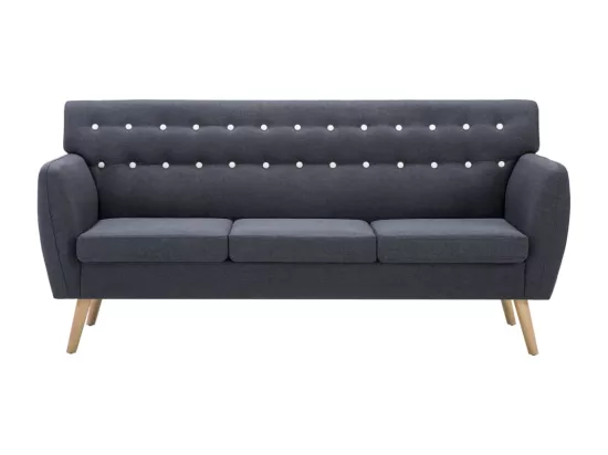 Canapé à 3 places Revêtement en tissu 172x70x82 cm Gris foncé