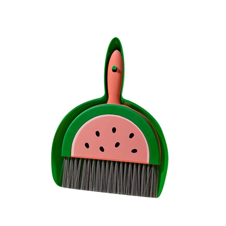 (2-tlg. Set) Mini Besen mit Kehrschaufel Haushalt Handfeger Desktop Reinigungs Hilfe - Wassermelone