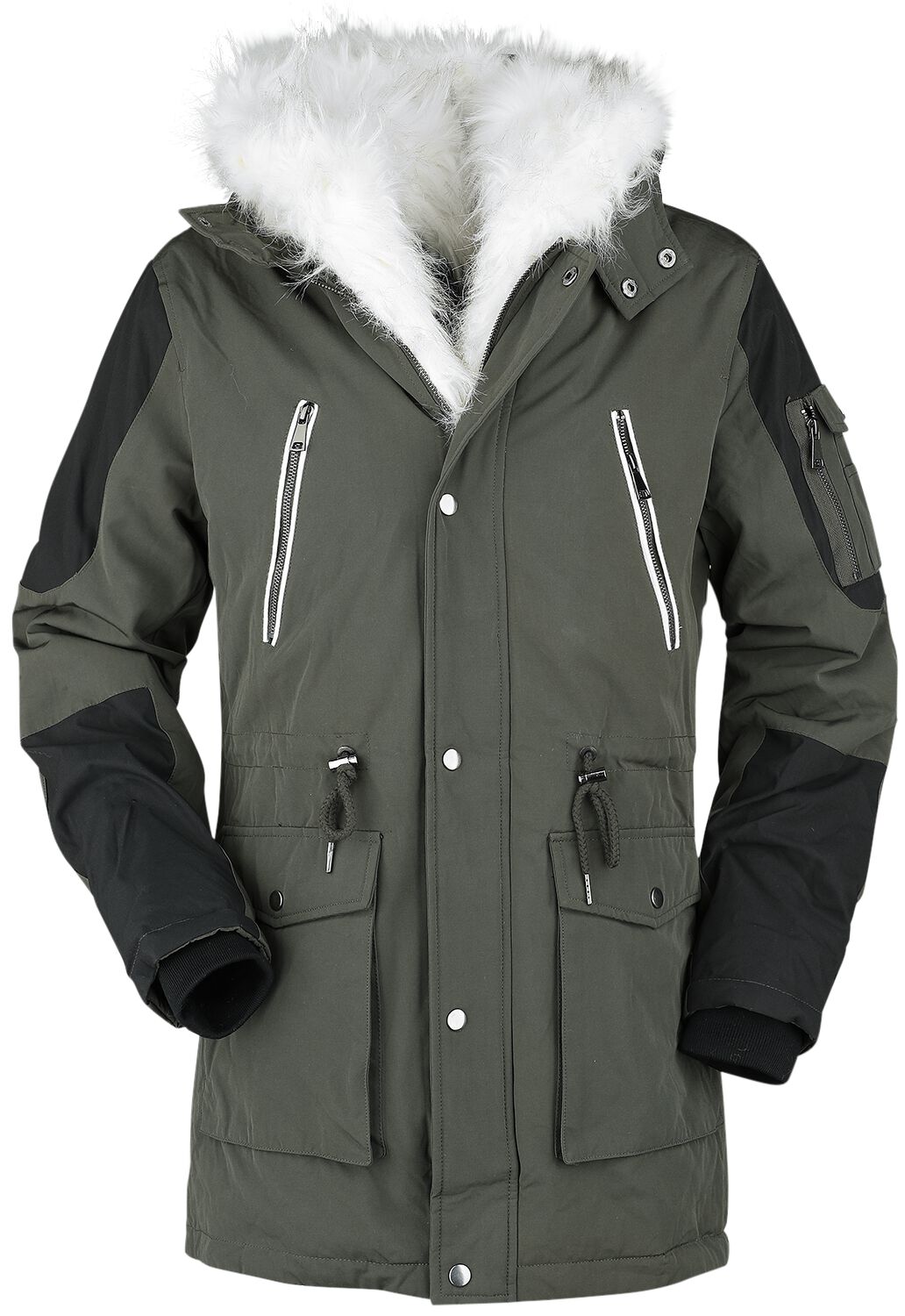 Veste d'Hiver Décontractée Avec Col Fausse Fourrure | Black Premium by EMP Veste d'hiver