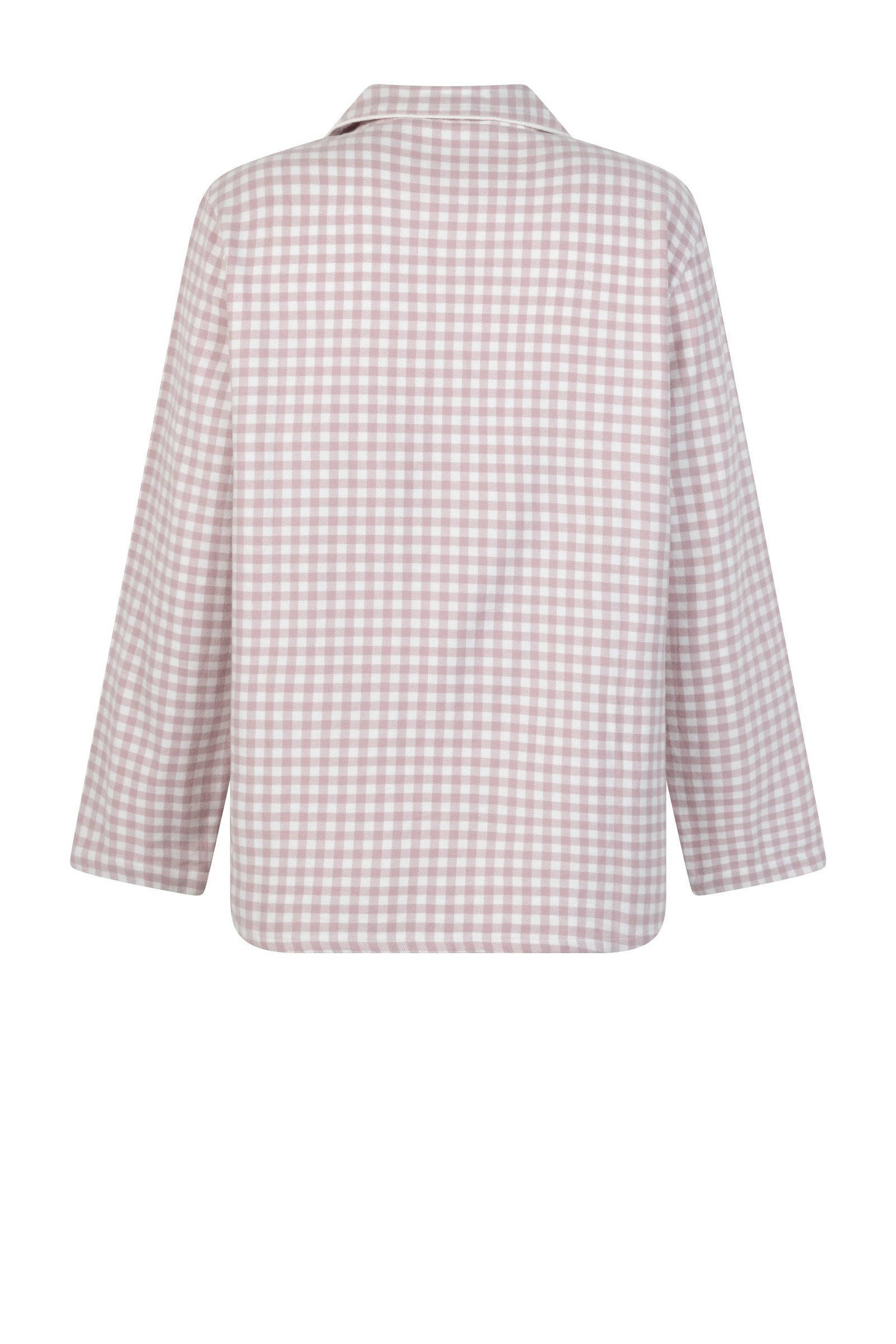 Hunkemöller flanellen pyjamatop roze/wit