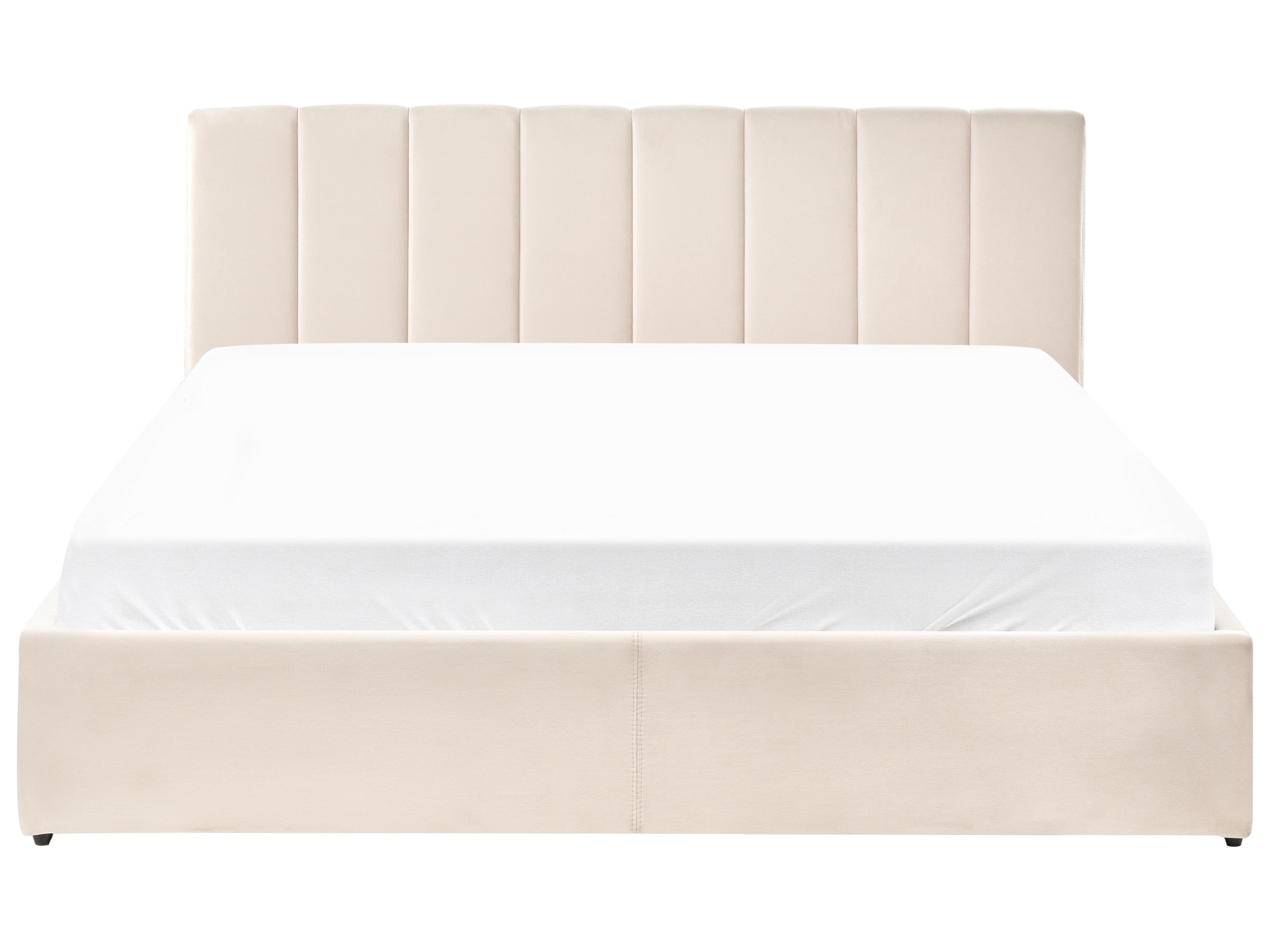 Bed met opbergruimte Fluweel DREUX 180 x 200 cm Lichtbeige