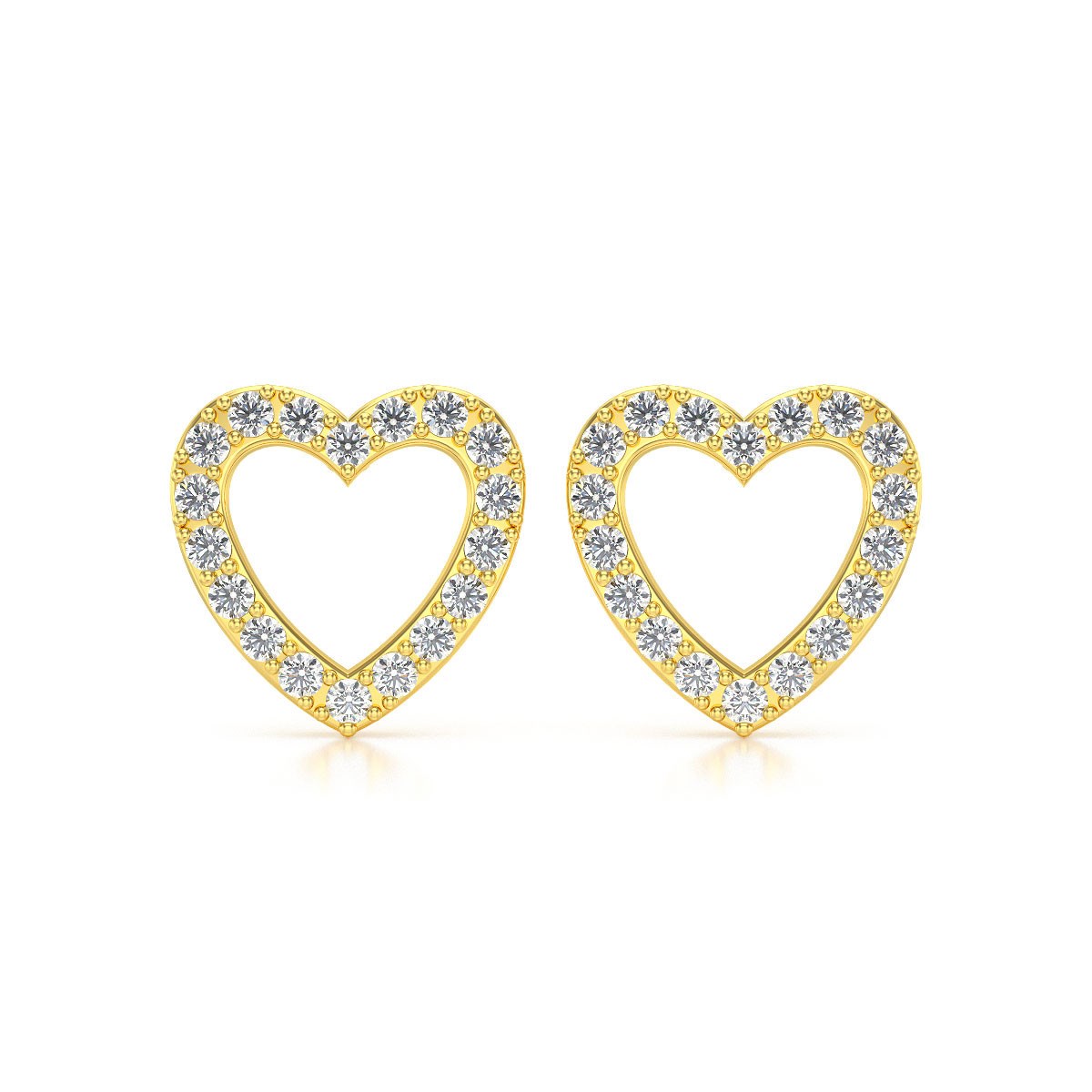 Boucles d'oreilles ADEN Coeur Or 585 Jaune Diamant 1.284grs